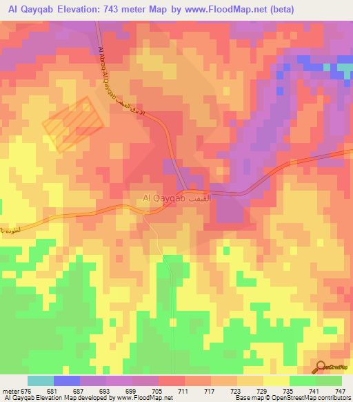 Al Qayqab,Libya Elevation Map