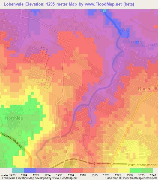 Lobenvale,Zimbabwe Elevation Map