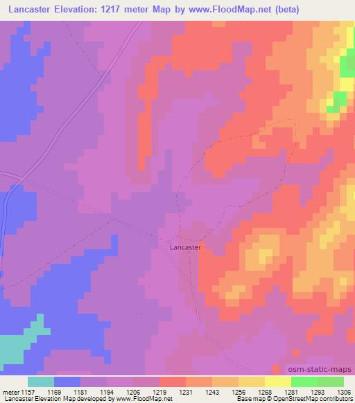Lancaster,Zimbabwe Elevation Map