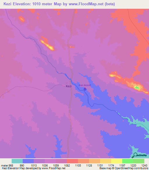 Kezi,Zimbabwe Elevation Map