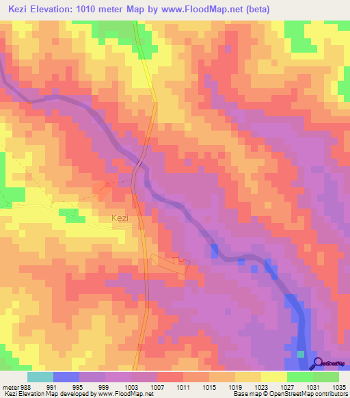 Kezi,Zimbabwe Elevation Map