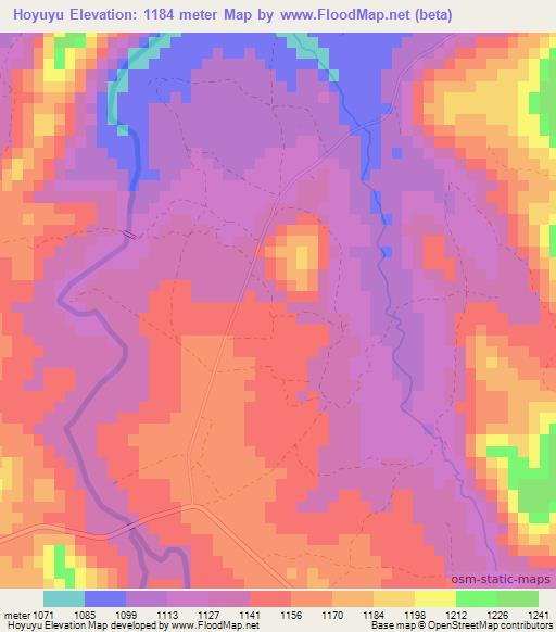 Hoyuyu,Zimbabwe Elevation Map