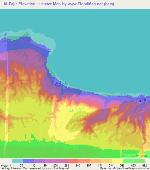 Al Fajir,Libya Elevation Map