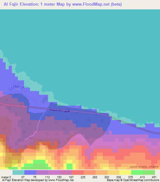 Al Fajir,Libya Elevation Map