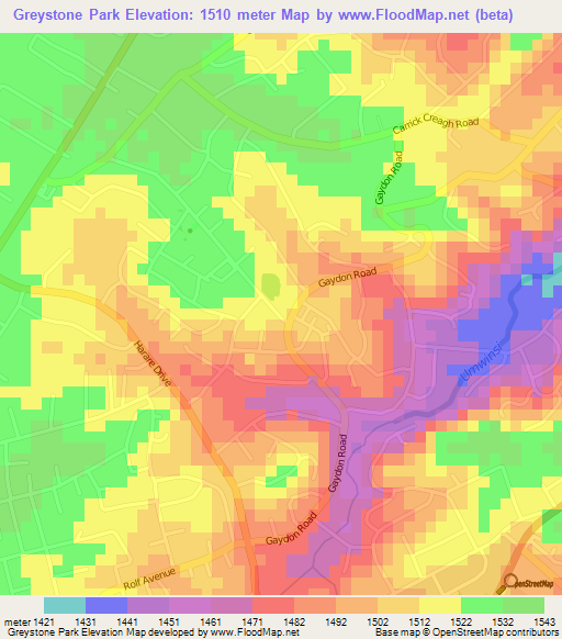 Greystone Park,Zimbabwe Elevation Map