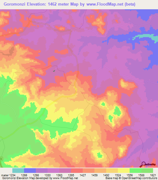 Goromonzi,Zimbabwe Elevation Map