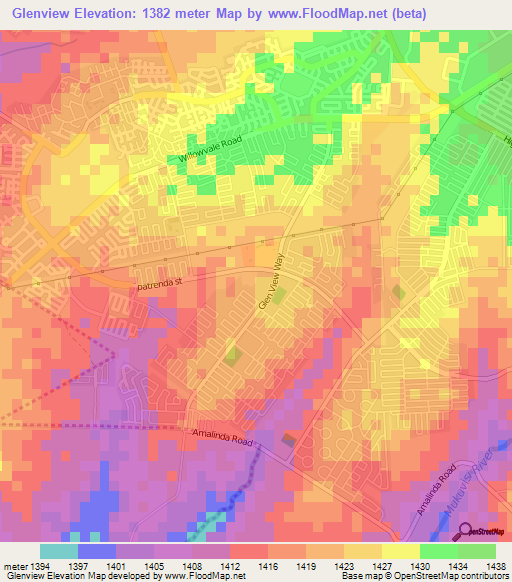 Glenview,Zimbabwe Elevation Map