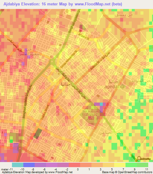 Ajdabiya,Libya Elevation Map
