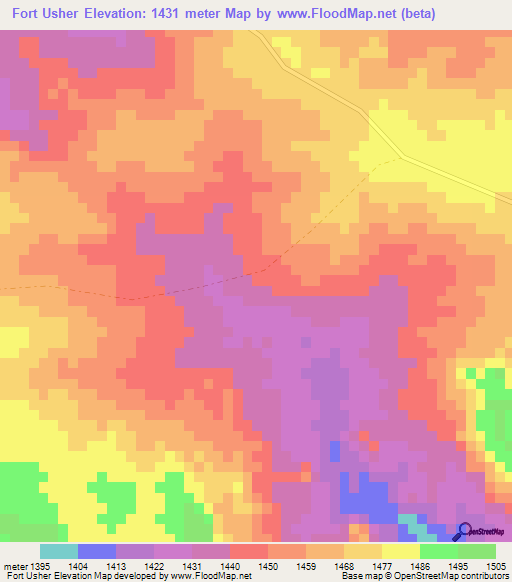 Fort Usher,Zimbabwe Elevation Map
