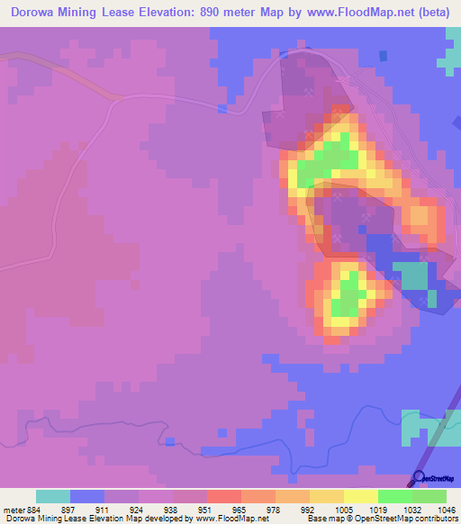 Dorowa Mining Lease,Zimbabwe Elevation Map