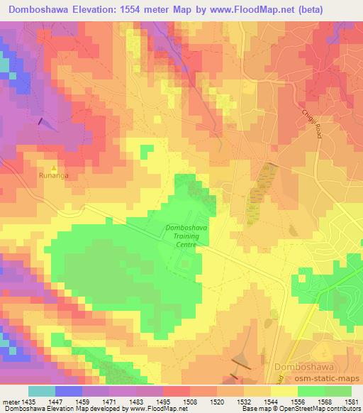 Domboshawa,Zimbabwe Elevation Map