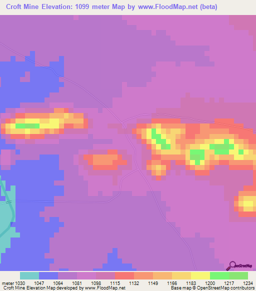 Croft Mine,Zimbabwe Elevation Map