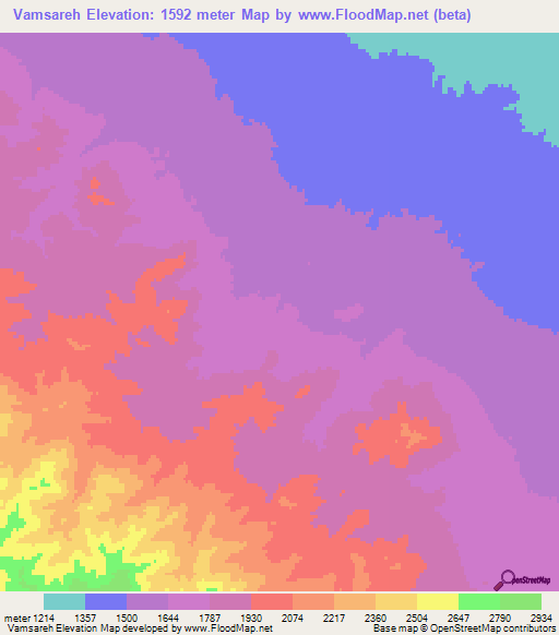 Vamsareh,Iran Elevation Map
