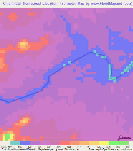 Chichindwi Homestead,Zimbabwe Elevation Map