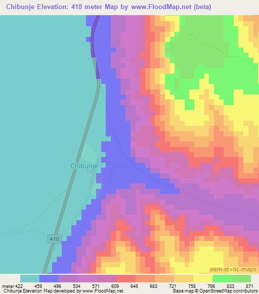 Chibunje,Zimbabwe Elevation Map