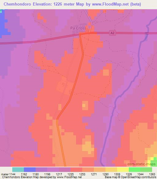 Chemhondoro,Zimbabwe Elevation Map