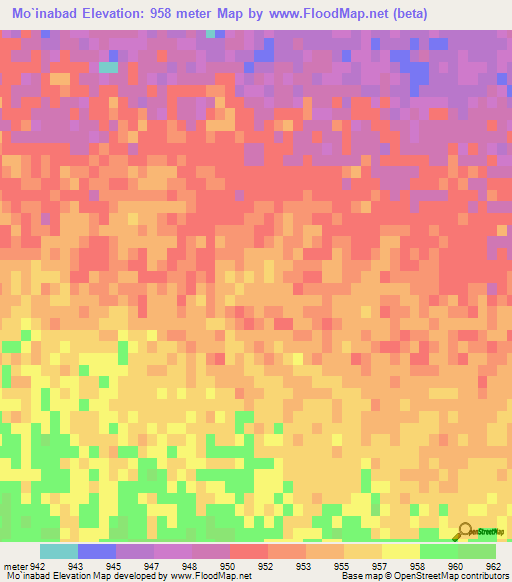 Mo`inabad,Iran Elevation Map