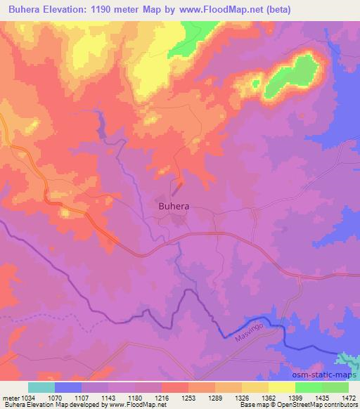 Buhera,Zimbabwe Elevation Map