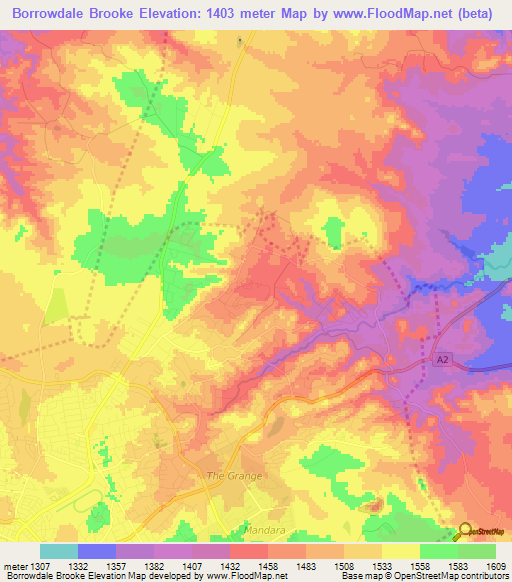 Borrowdale Brooke,Zimbabwe Elevation Map