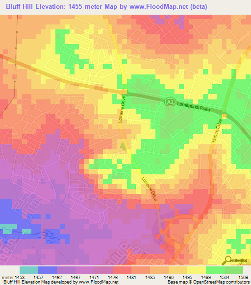 Bluff Hill,Zimbabwe Elevation Map
