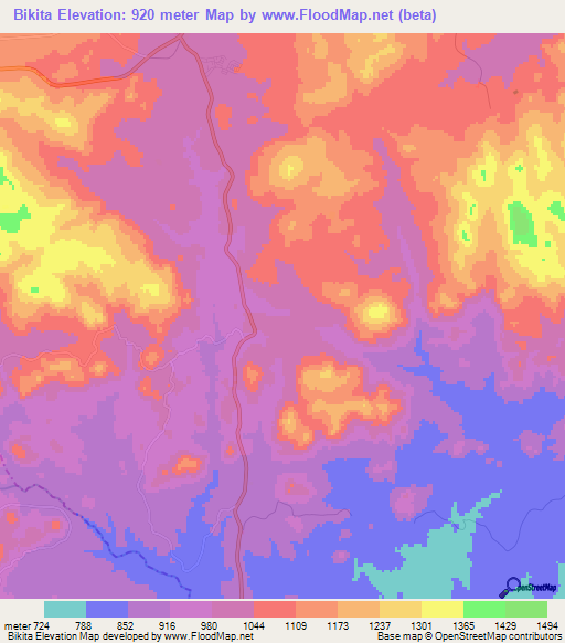Bikita,Zimbabwe Elevation Map