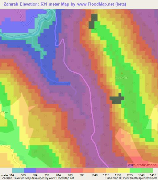Zararah,Iraq Elevation Map