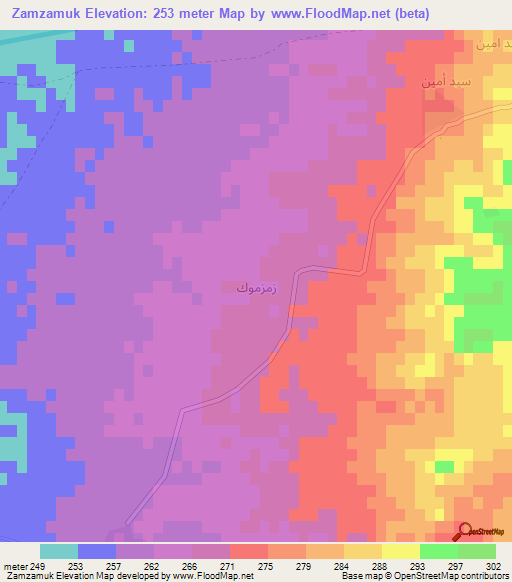 Zamzamuk,Iraq Elevation Map