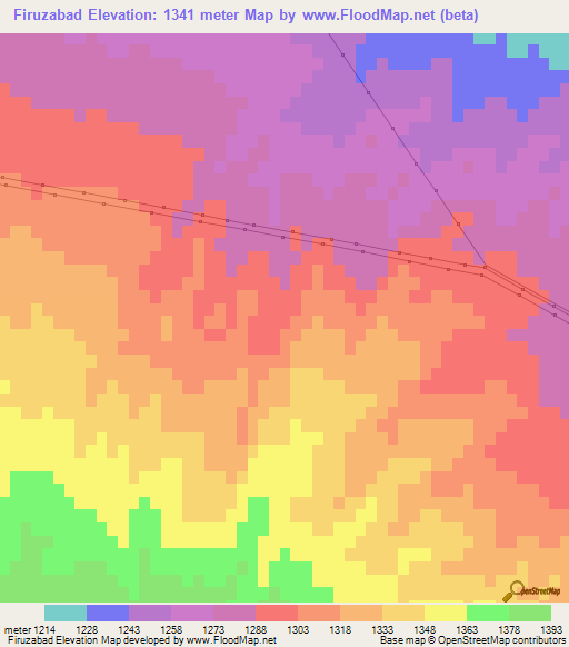 Firuzabad,Iran Elevation Map