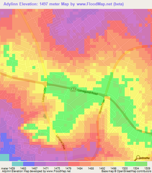 Adylinn,Zimbabwe Elevation Map