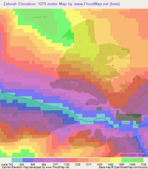 Zahnah,Iraq Elevation Map