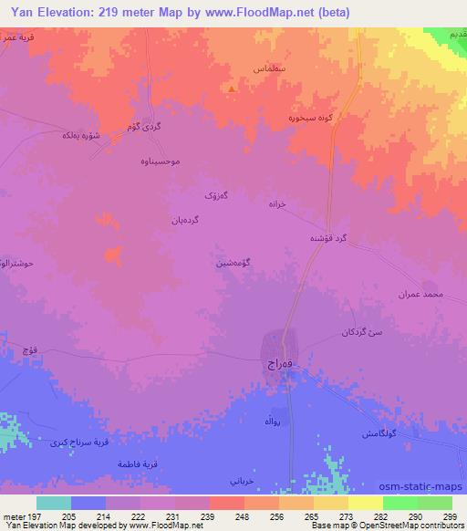 Yan,Iraq Elevation Map