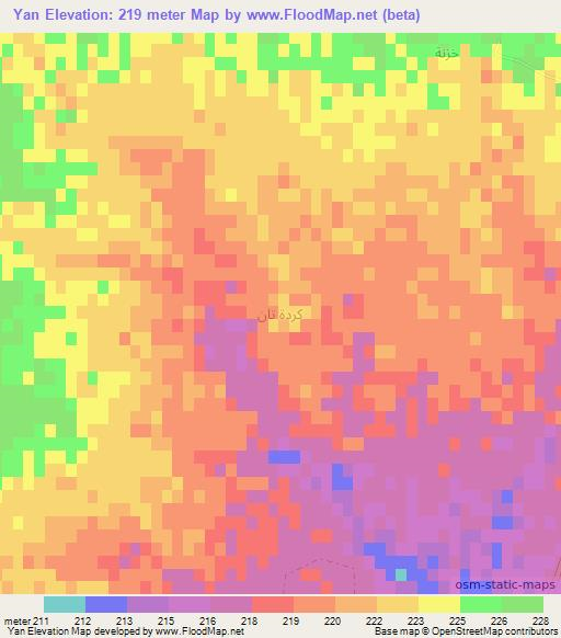 Yan,Iraq Elevation Map