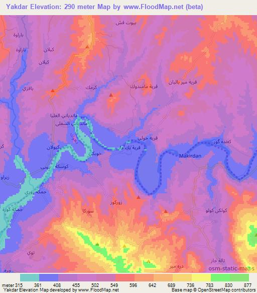 Yakdar,Iraq Elevation Map