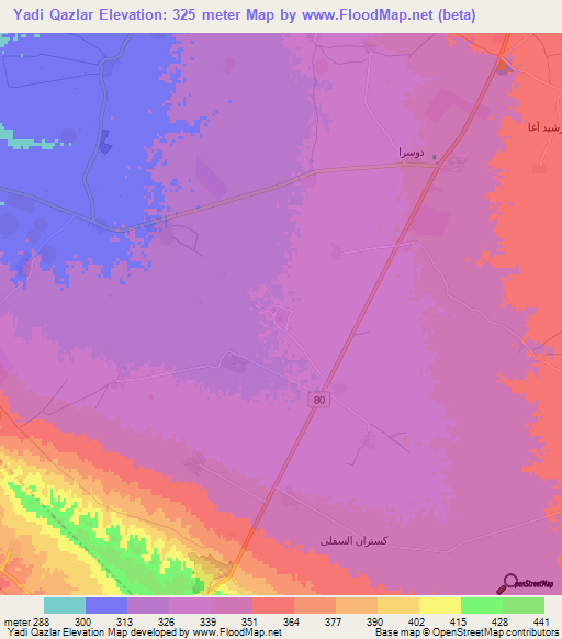 Yadi Qazlar,Iraq Elevation Map