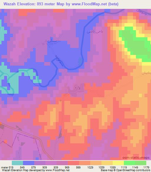 Wazah,Iraq Elevation Map