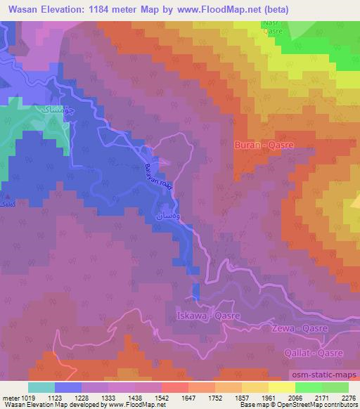 Wasan,Iraq Elevation Map