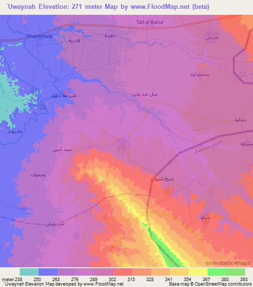 `Uwaynah,Iraq Elevation Map