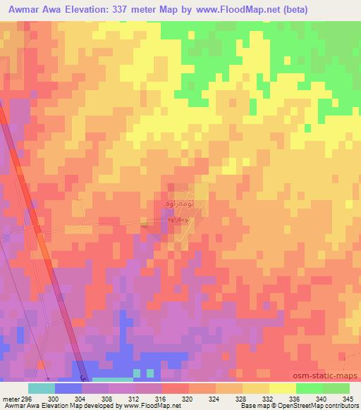 Awmar Awa,Iraq Elevation Map