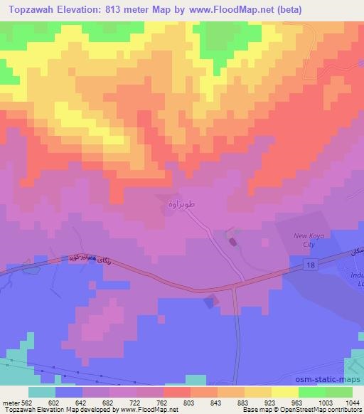 Topzawah,Iraq Elevation Map