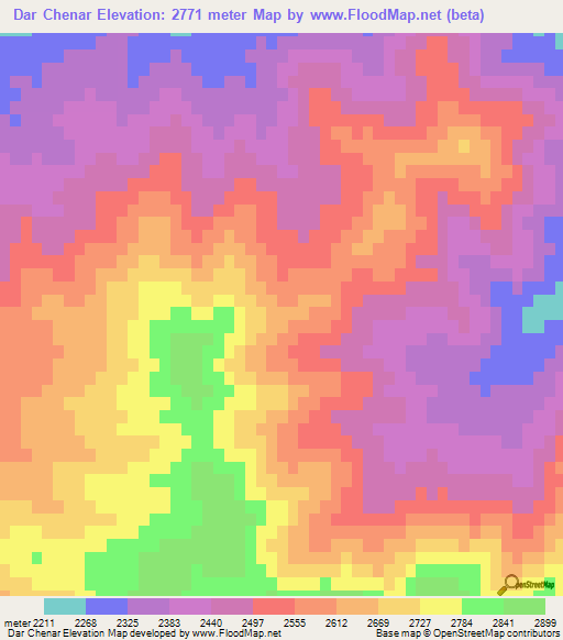 Dar Chenar,Iran Elevation Map