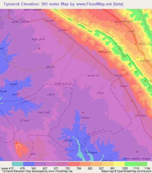 Tymarok,Iraq Elevation Map