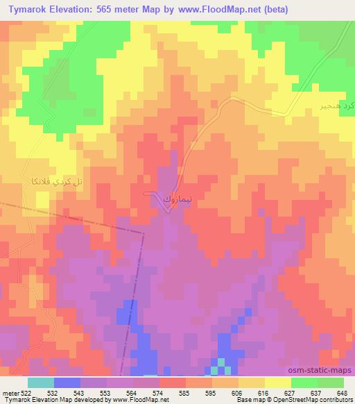 Tymarok,Iraq Elevation Map