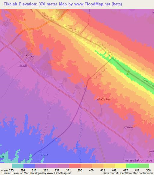 Tikalah,Iraq Elevation Map