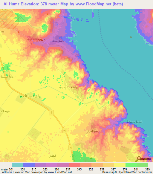 Al Humr,Syria Elevation Map