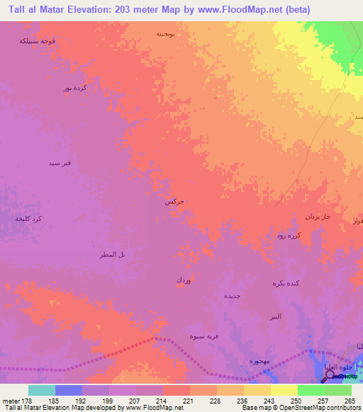 Tall al Matar,Iraq Elevation Map