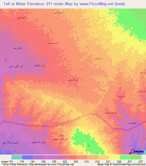 Tall al Matar,Iraq Elevation Map