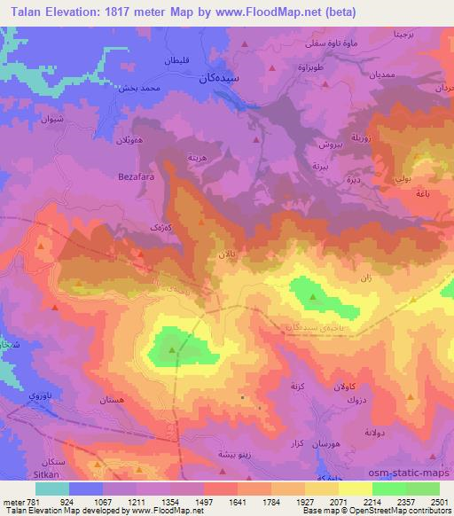 Talan,Iraq Elevation Map