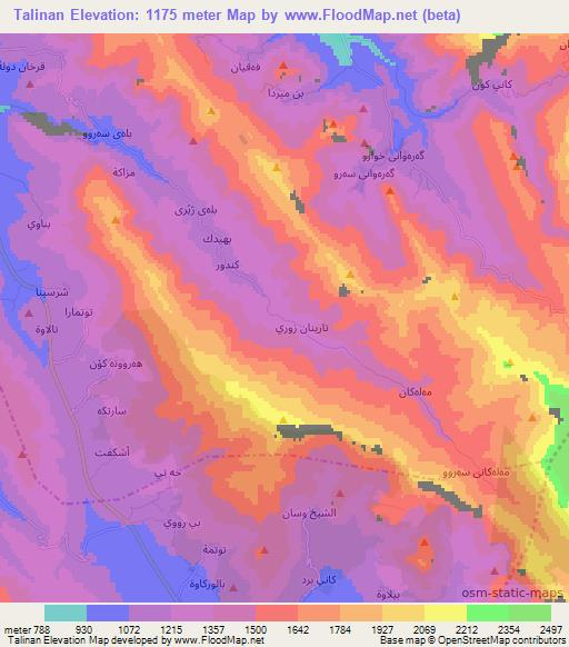 Talinan,Iraq Elevation Map