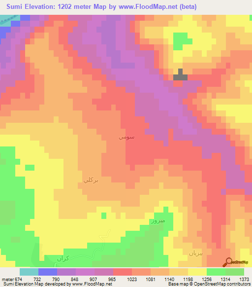 Sumi,Iraq Elevation Map
