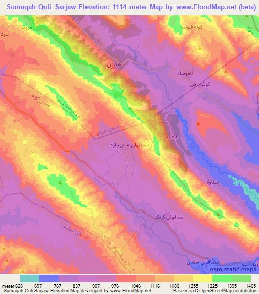 Sumaqah Quli Sarjaw,Iraq Elevation Map